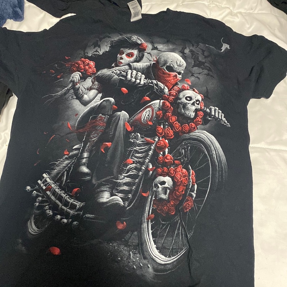 Rose skeleton lover bikers shirt